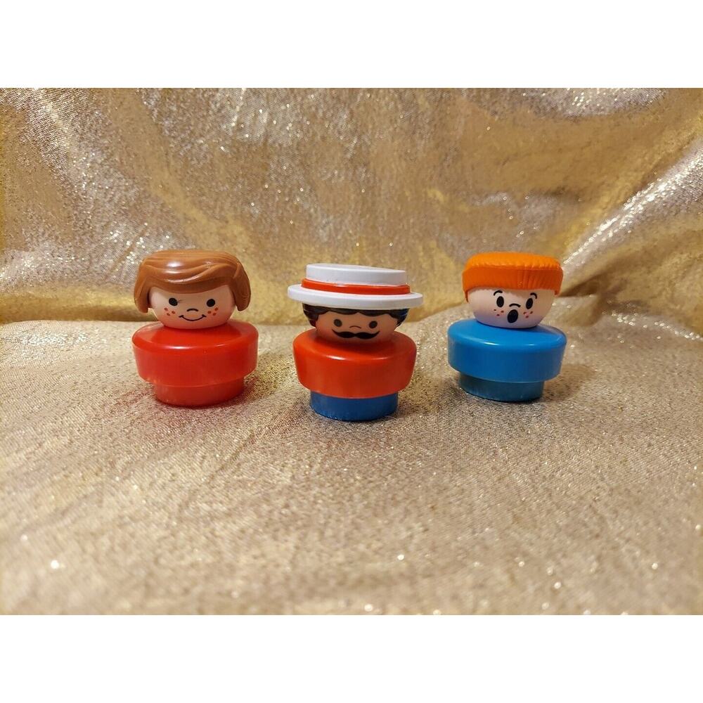 Lot Of 3 Chunky Little People, 1990, 1994, Boy Girl Surprise, Hat Mustache